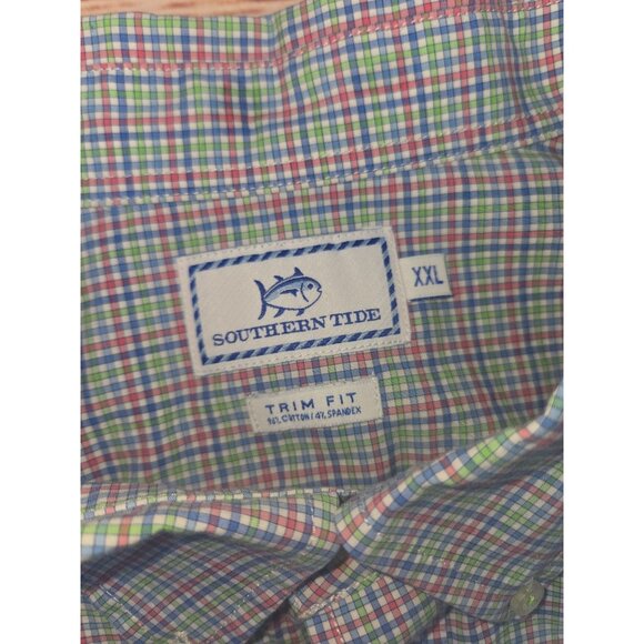 Southern Tide Mens Trim Fit Dress Shirt XXL Cotton Stretch Plaid - Picture 5 of 6